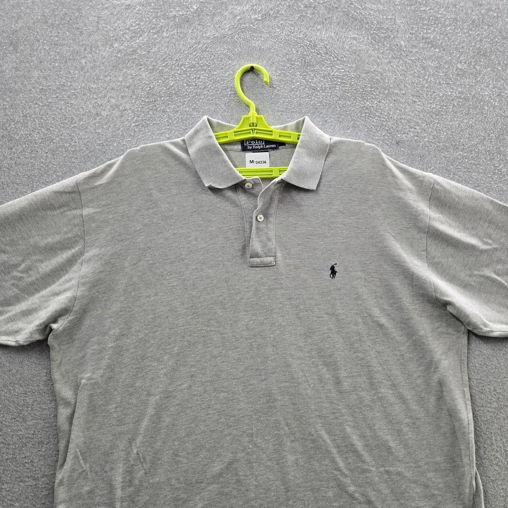 VINTAGE Polo‎ Ralph Lauren Men Polo XL Gray Embroidered Pony Logo Short Sleeve
